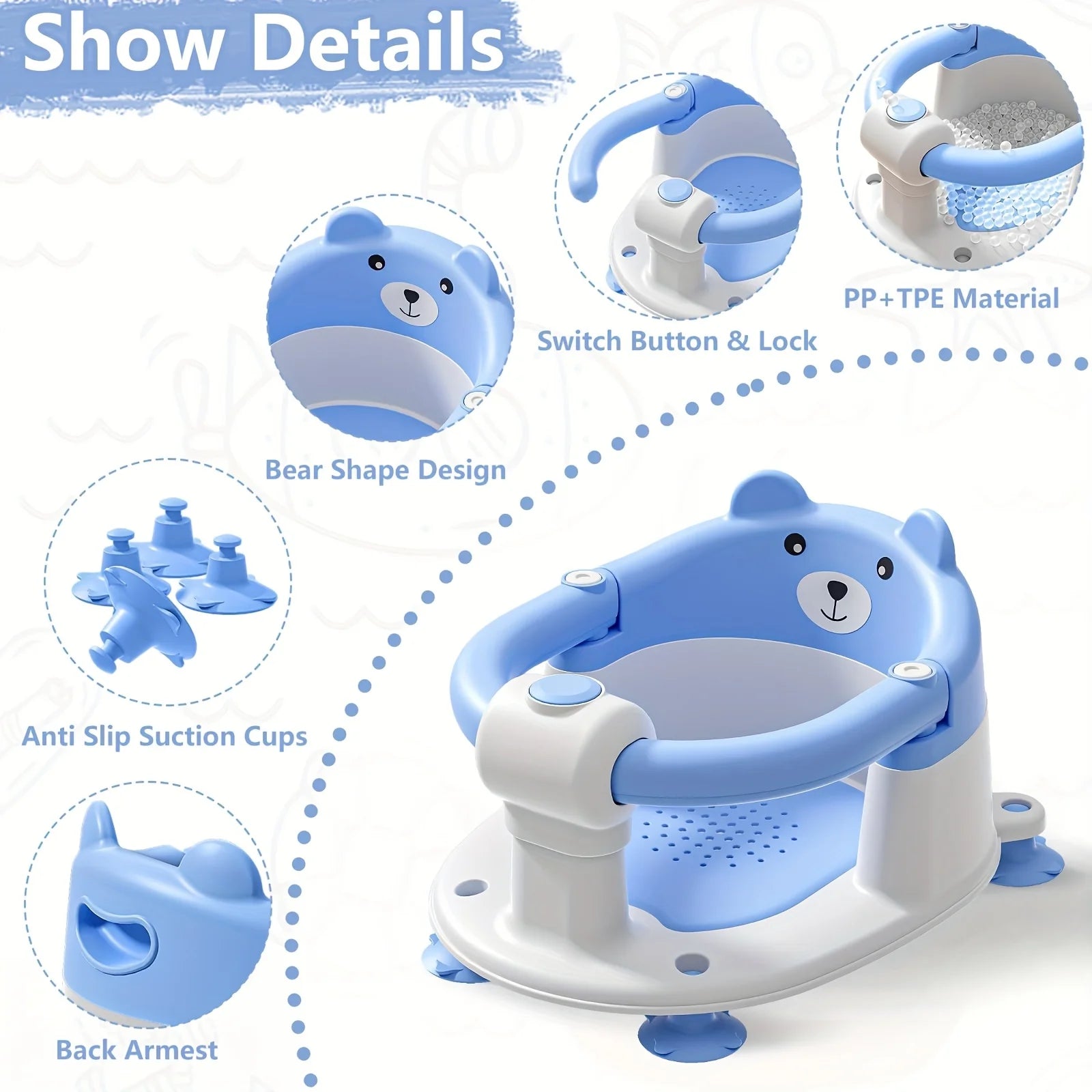 baby bath seat for babies non-slip toddler bath seat