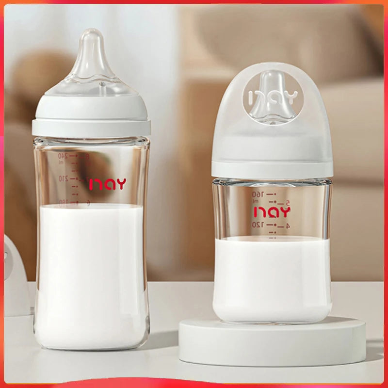 anti-colic baby bottle wide neck glass feeding bottle