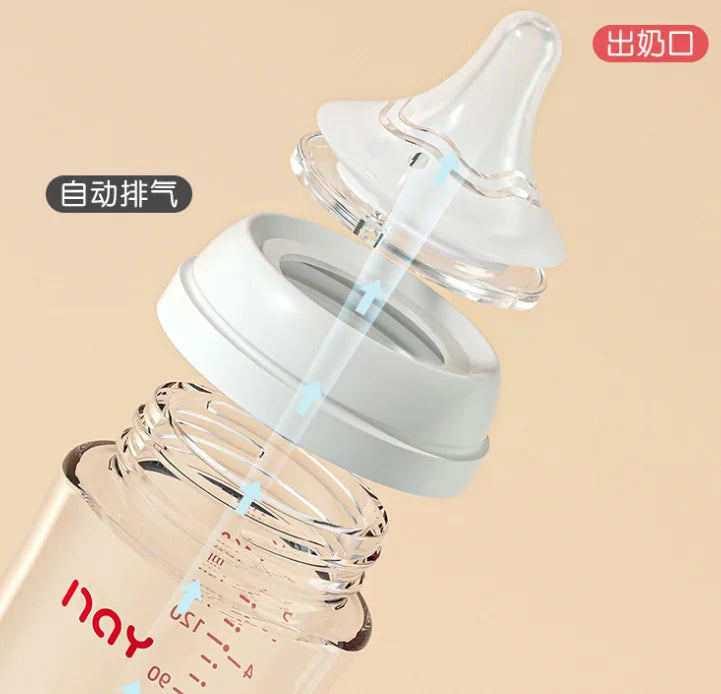 anti-colic baby bottle wide neck glass feeding bottle