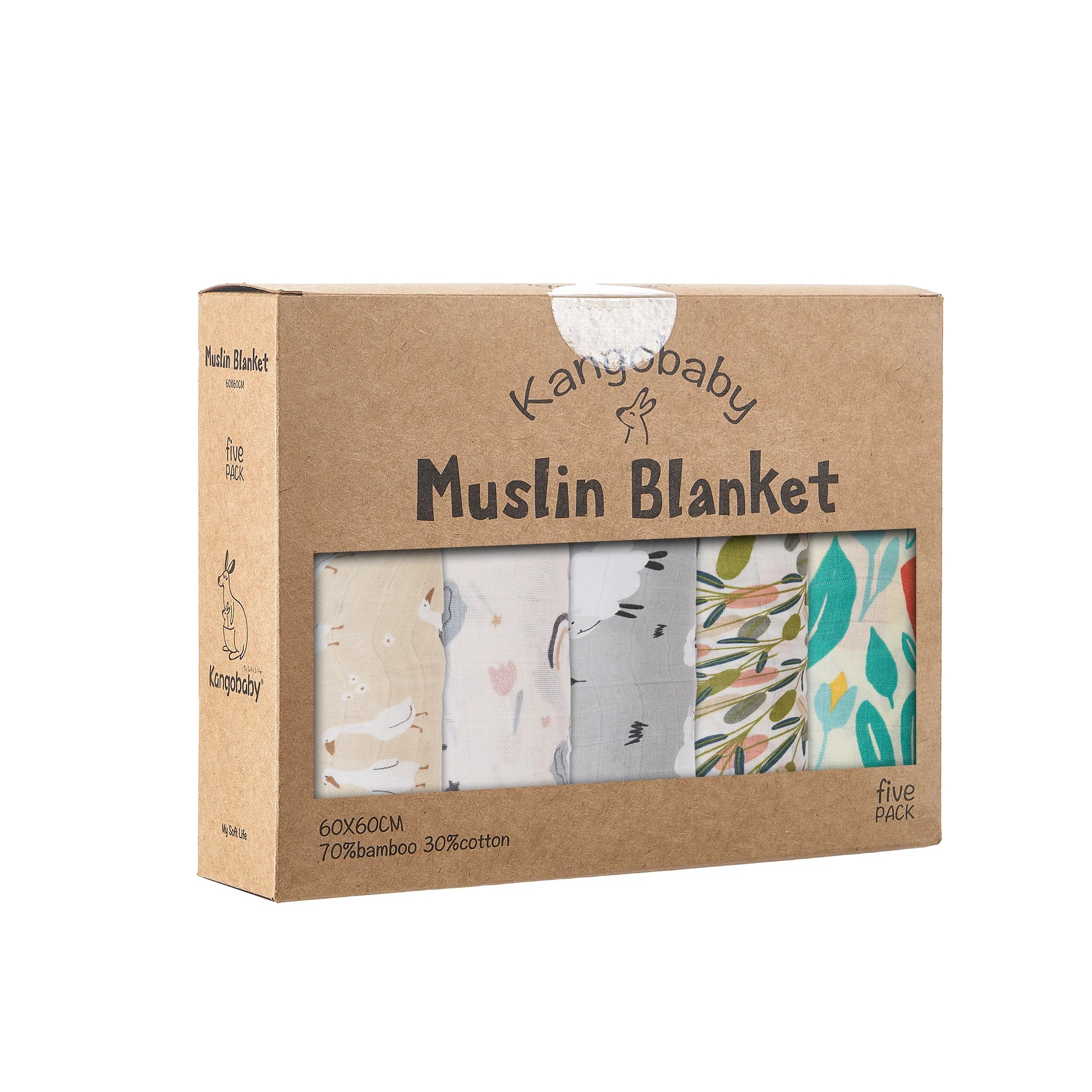 5-pack soft muslin baby blankets bambo cotton swaddle set