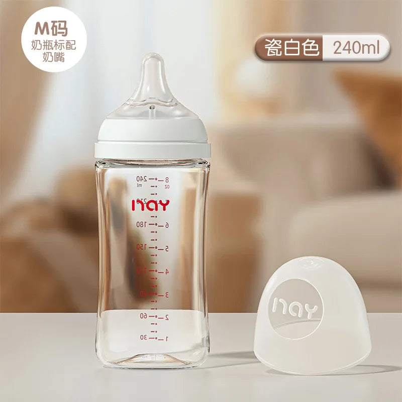 anti-colic baby bottle wide neck glass feeding bottle